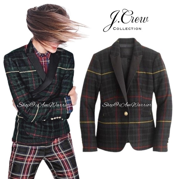 J.Crew Collection satin lapel Campbell tartan plaid wool blazer *shop@iamwarrior - Picture 4 of 12